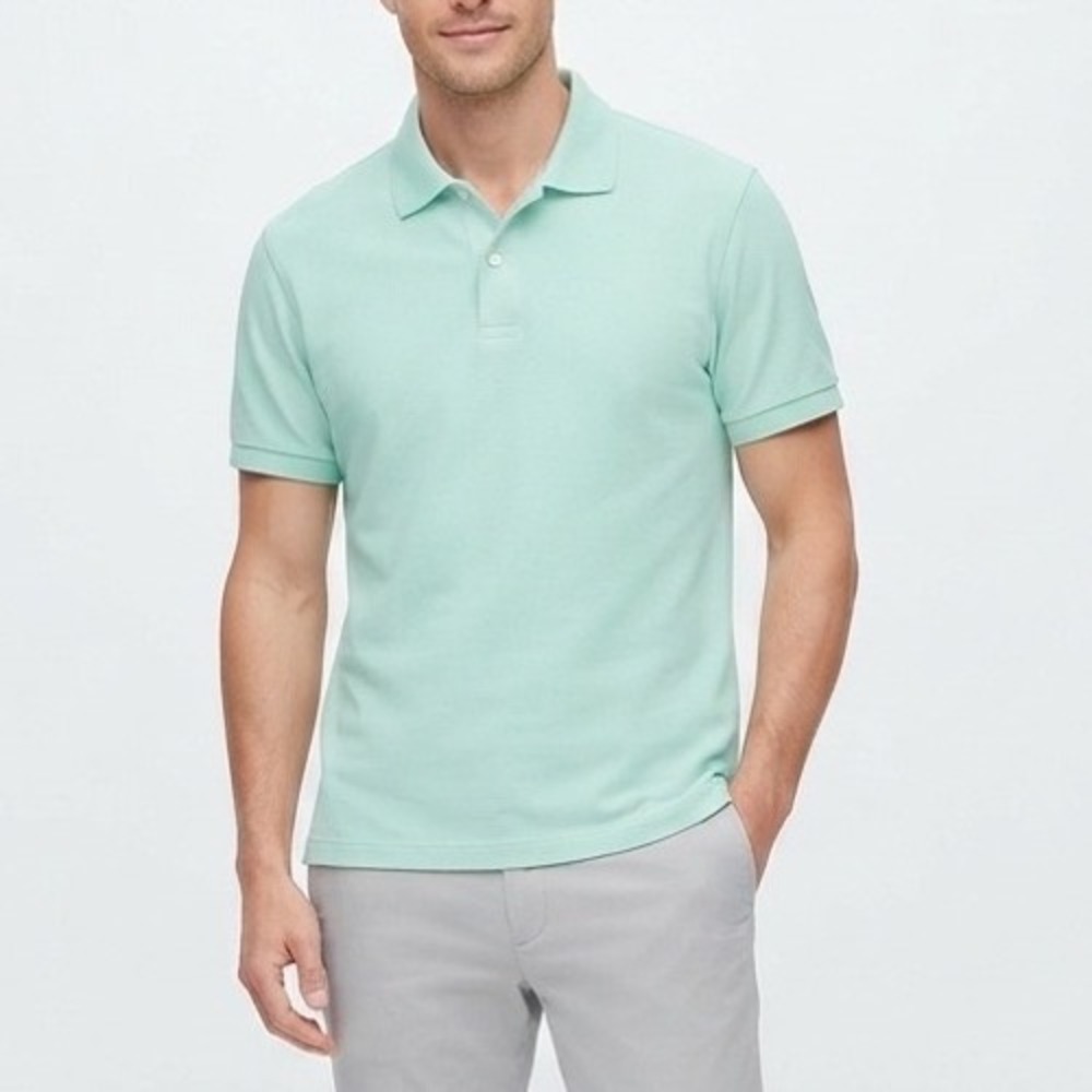 Uniqlo Polo Shirt Mens XL 341-164186 Mint Green Pique Button-down Good